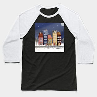 Colorful houses and falling stars Baseball T-Shirt